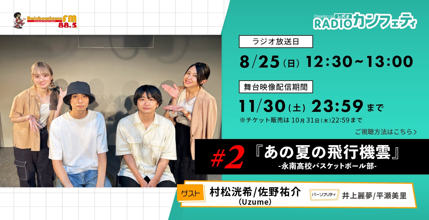 カンフェティが新ラジオ番組を開始、第2回放送で劇団Uzumeをゲストに迎え舞台芸術の魅力を発信