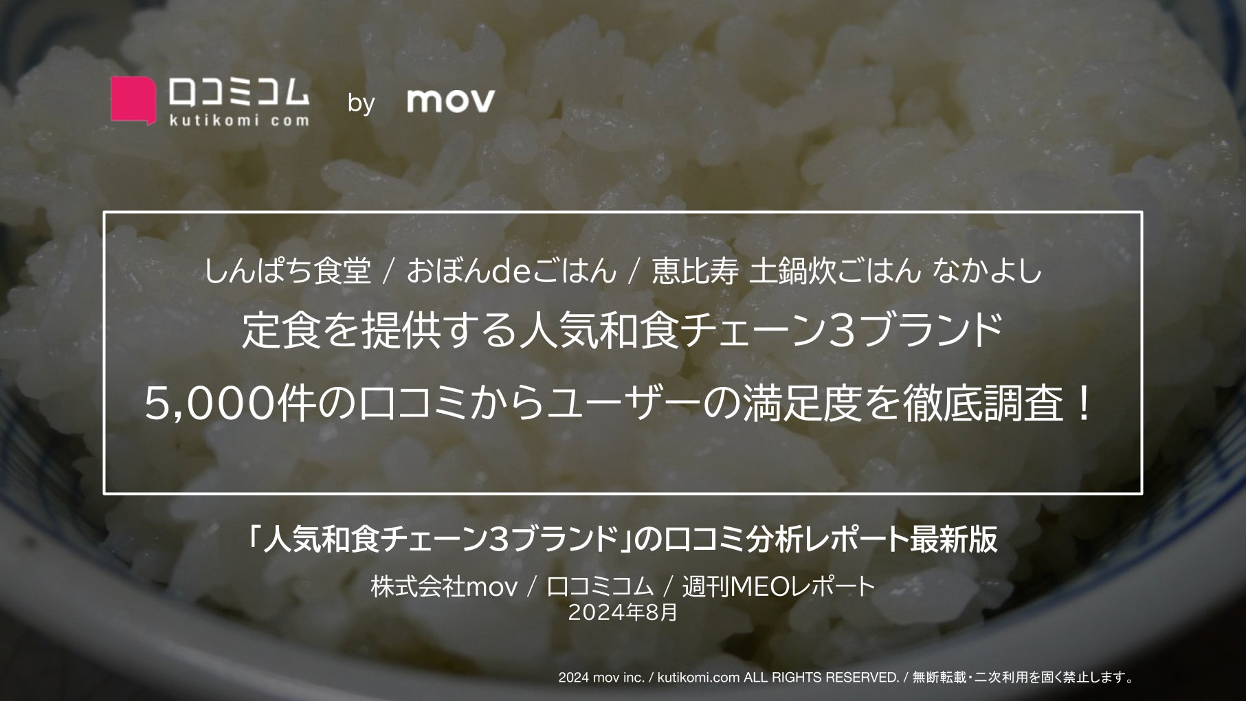 movが定食チェーン3ブランドの口コミ分析レポートを公開、しんぱち食堂が最高評価を獲得