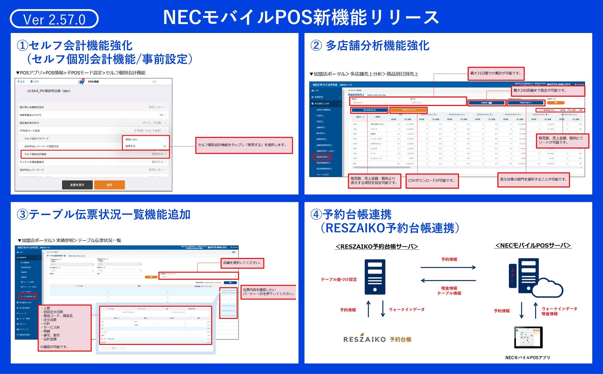 NECがモバイルPOSVer2.57.0をリリース、飲食店向け機能強化で業務効率化